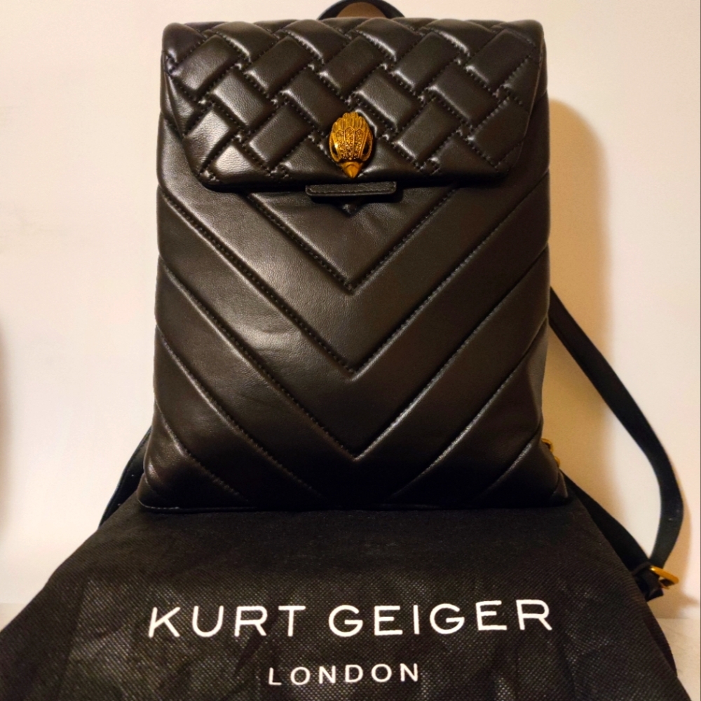 Kurt Geiger Leather Kensington Backpack - Black Quilted Leather Backpack